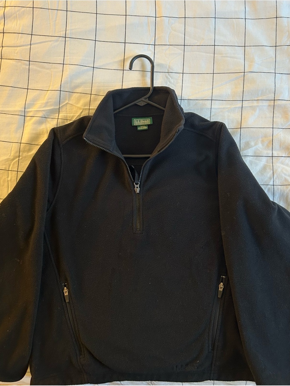 L.L. Bean womens Black Quarter-Zip Fleece Pullover - Picture 1 of 5